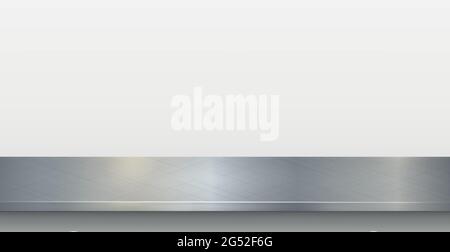 Metal kitchen countertop, iron texture, large table on a white background - Vector illustration Stock Vector