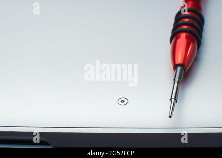 Concept of repair or technical service notebook. Stock Photo