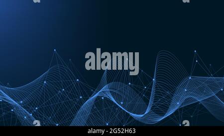 Technology abstract lines and dots connection background. Connection digital data and big data concept. Digital data visualization. Vector Stock Vector