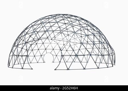 Spherical structured tent shell, just frame cut out on white bacground Stock Photo