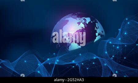 Business global network connection. World map point and line composition concept of global business. Global internet technology. Big data Stock Vector