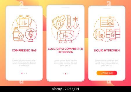 H2 storage approaches onboarding mobile app page screen Stock Vector