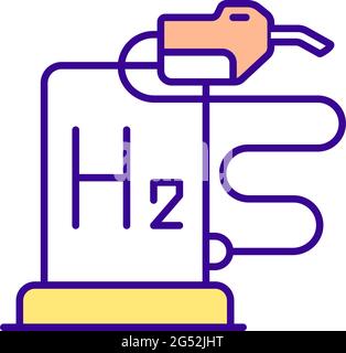 Hydrogen fueling station RGB color icon Stock Vector