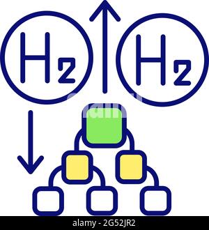 Converting microbial biomass to hydrogen RGB color icon Stock Vector