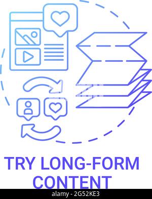 Try long-form content concept icon Stock Vector
