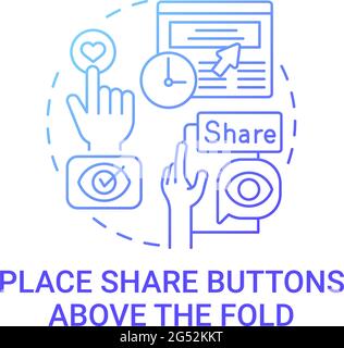 Place share buttons above fold concept icon Stock Vector
