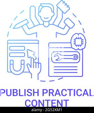 Publish practical content concept icon Stock Vector