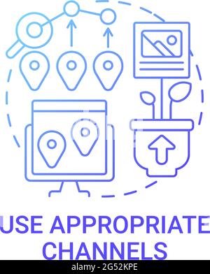 Use appropriate channels for content concept icon Stock Vector