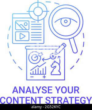 Analyse content strategy concept icon Stock Vector