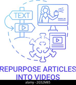 Repurpose articles into videos concept icon Stock Vector