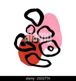 pink and red paint smudges with circle shapes.  Stock Vector