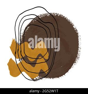 Colored strokes of acrylic paint and black lines. Stock Vector