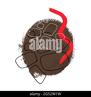 Colored strokes of acrylic paint and black lines. Stock Vector