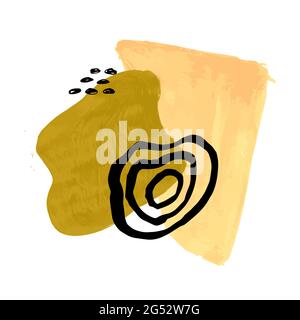 Colored strokes of acrylic paint and black lines. Stock Vector
