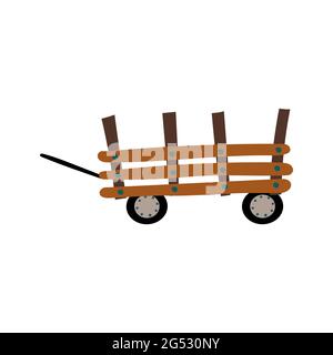 Wooden cart . Trailer for draft animals vector Stock Vector