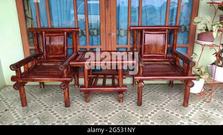 a set of bamboo chairs to relax on the terrace Stock Photo