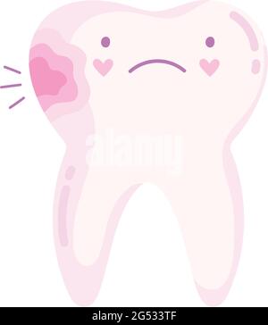 kawaii sick tooth Stock Vector