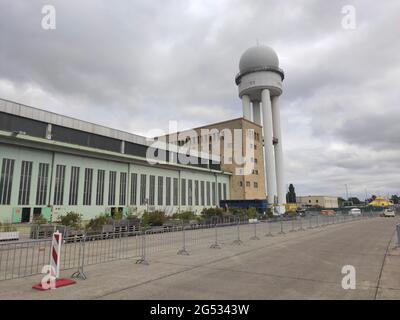 Tempelhof Airport in Berlin 2021, first erected in the 1930's, now redundant. Stock Photo