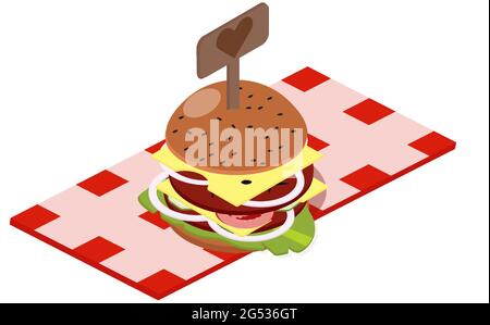 Classic Burger American Fast Food.Isometric Stock Vector