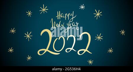Happy New year 2022 greeting card celebration illustration