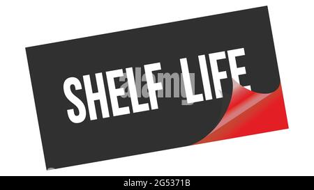 SHELF  LIFE text written on black red sticker stamp. Stock Photo