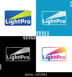 Set of LightPro Logo Design Template for Lighting Professional Company, Laser Art, Multimedia Event or etc. Stock Vector