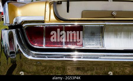 A Close Up of a Taillight on an Old American Luxury Car Stock Photo