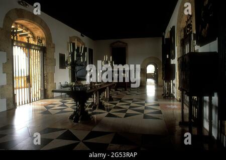 Interior of Alcazar de Don Diego Colon, the Castle of Don Diego Columbus Stock Photo