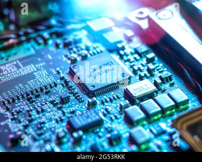 UK, Bucks, High Wycombe, Close-up of mother board Stock Photo