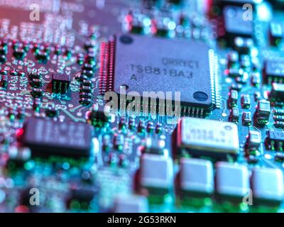 UK, Bucks, High Wycombe, Close-up of mother board Stock Photo