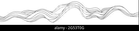 Abstract lines outline of mountains and hills or wave surface. Doodle Vector illustration Stock Vector