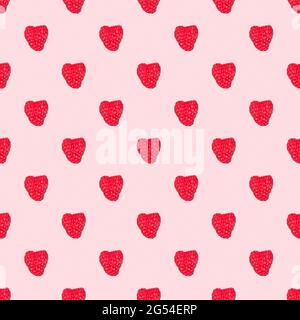 seamless pattern with red raspberries isolated on a pink background Stock Photo