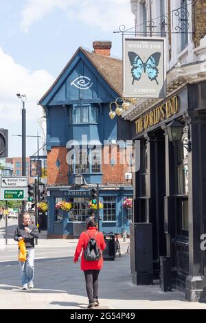 The Camden Eye and World's End Pubs, Camden High Street, Camden Town, London Borough of Camden, Greater London, England, United Kingdom Stock Photo