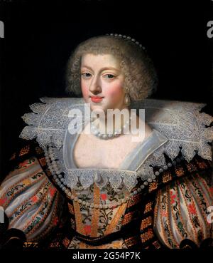 Anne of Austria. Portrait of the wife of Louis XIII, Anne of Austria (1601-1666), oil on canvas, 17th Century Stock Photo