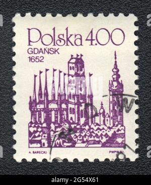 A stamp printed in Poland shows Gdansk 1652, Poland circa 1982 Stock Photo