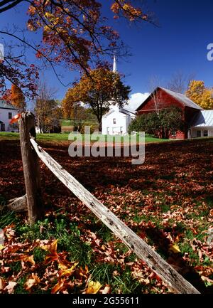 Village green of Peacham Vermont in autumn