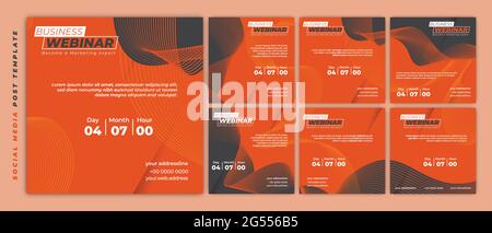 Set of Social media post template. Webinar invitation banner with orange abstract design. good template for online advertising design. Stock Vector