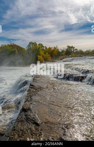 Panorama of Scenic Healey Falls Havelock Ontario Canada in autumn Stock Photo