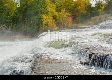 Panorama of Scenic Healey Falls Havelock Ontario Canada in autumn Stock Photo