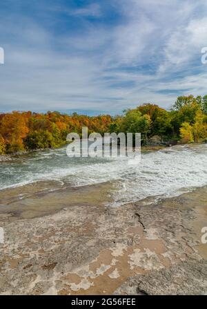 Panorama of Scenic Healey Falls Havelock Ontario Canada in autumn Stock Photo