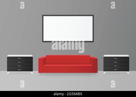 Modern 3D interior. Stock Vector