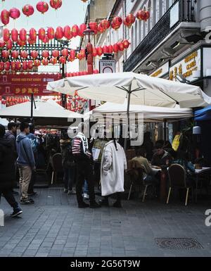 People and Balloons, Chinatown, London, UK Stock Photo