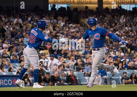 Chicago Cubs Rafael Ortega (66) bats during a Major League Baseball game  against the Cincinnati Reds on September 8, 2022 at Wrigley Field in  Chicago, Illinois. (Mike Janes/Four Seam Images via AP