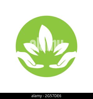 hand and leaf logo vector illustration design template Stock Vector