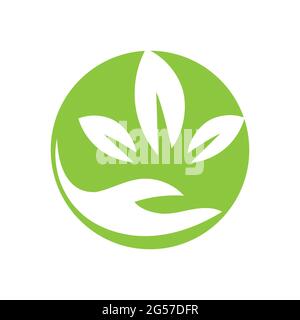 hand and leaf logo vector illustration design template Stock Vector