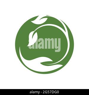 hand and leaf logo vector illustration design template Stock Vector