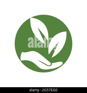 hand and leaf logo vector illustration design template Stock Vector