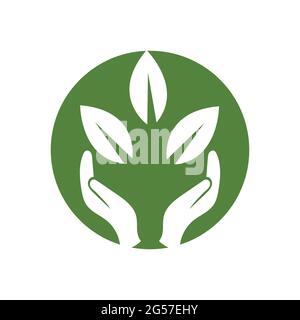 hand and leaf logo vector illustration design template Stock Vector