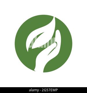 hand and leaf logo vector illustration design template Stock Vector
