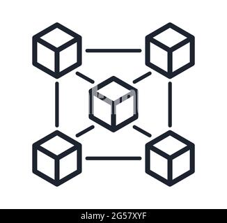 Blockchain cryptography technology visualization symbol vector illustration icon Stock Vector